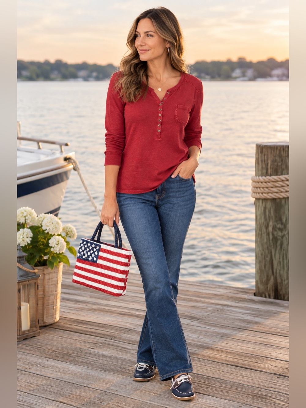 Vintage Lauren Jeans Co. Ralph Lauren Red Long Sleeve Henley Top XL
